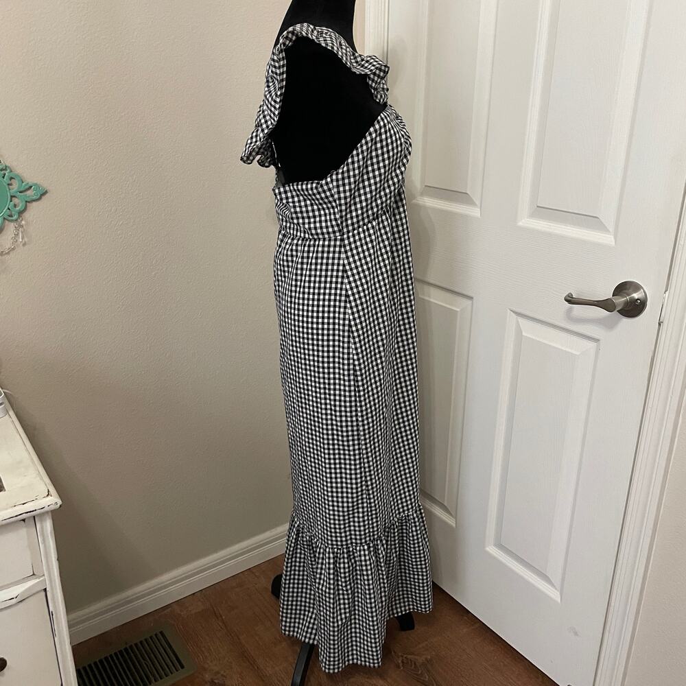 WAYF Black & White Check Maxi Dress with Ruffles - Picture 2 of 15